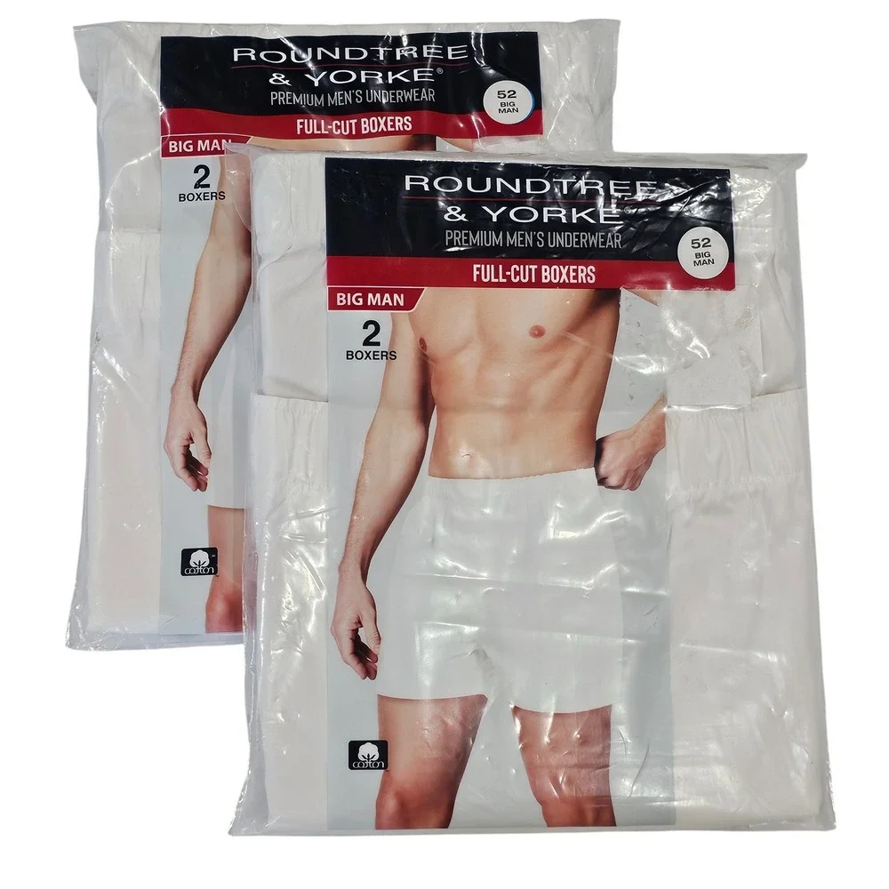 Lot of 2 Big Man Boxers Size 52 Roundtree & Yorke (4 Pairs) Full-Cut Underwear